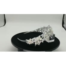 Свадебные ободки ручной работы из серебра и кристаллов с жемчугом, блестящий свадебный головной убор с цветком для театрализованного представления